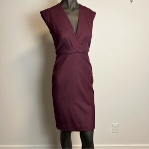 ⚪️ 🐑 J Crew / wool v neck midi dress burgundy wine 00